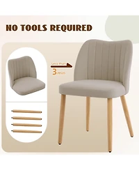 homfan Set of 2 Wooden Dining Chairs - Upholstered Modern Fabric Kitchen with Back for Kitchen, Living Room, or Restaurant