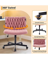 homfan 25.4L x 26.2W x 35H in Wide Office Chair with Velvet Upholstery. Woven Accent Padded Desk Chair for Home Office Living Room.