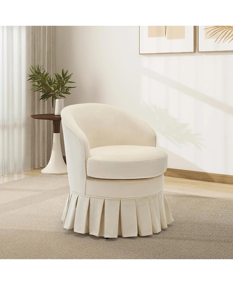 homfan Set of 2 Swivel Dining Chair, Linen Upholstered Mid Century Armchair with 360 Degree Rotation for Dining Room or Vanity