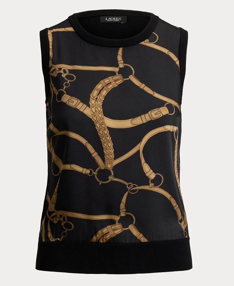 Lauren Ralph Women's Belting Print Sleeveless Sweater