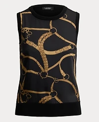 Lauren Ralph Women's Belting Print Sleeveless Sweater