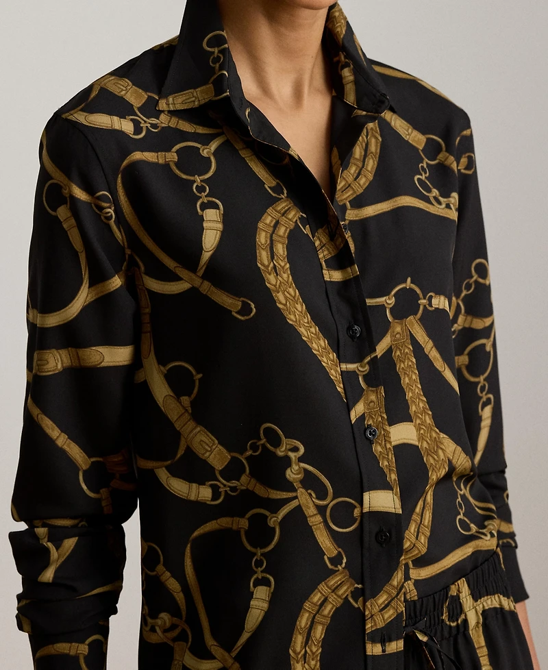 Lauren Ralph Women's Classic Fit Belting Print Shirt
