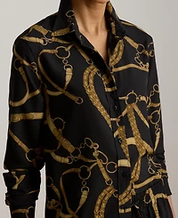 Lauren Ralph Women's Classic Fit Belting Print Shirt