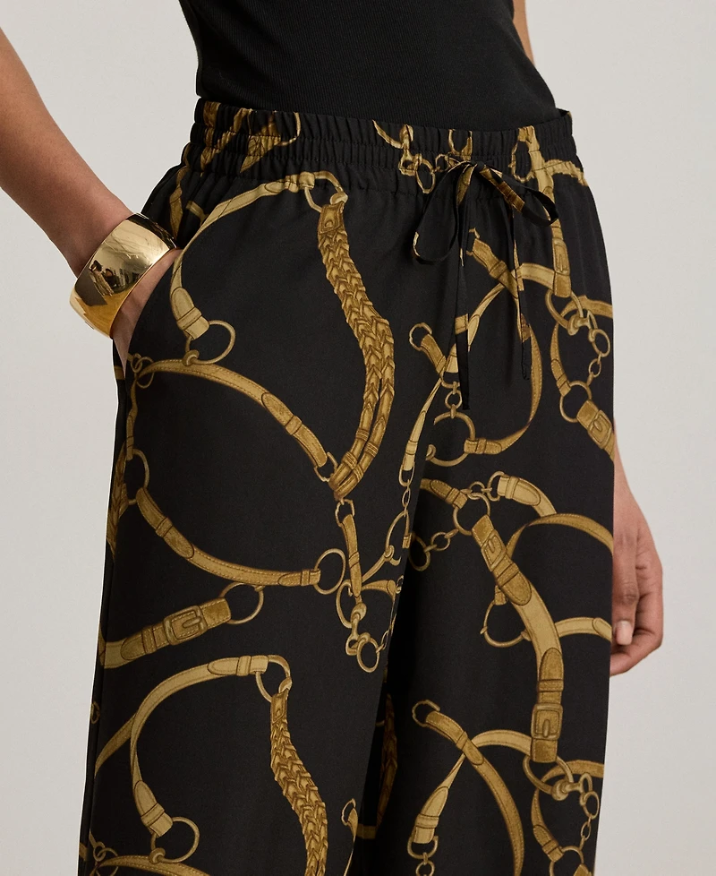 Lauren Ralph Lauren Women's Belting-Print Wide-Leg Pants