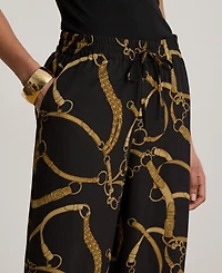 Lauren Ralph Lauren Women's Belting-Print Wide-Leg Pants