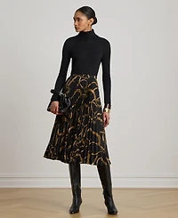 Lauren Ralph Women's Belting Print Pleated Skirt
