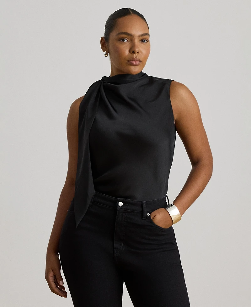 Lauren Ralph Women's Tie-Neck Sleeveless Blouse