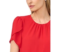 CeCe Women's Tulip Short-Sleeve Shirred Crewneck Top