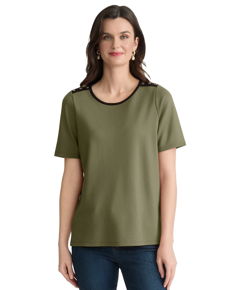 Jones New York Petite Drop Shoulder Top