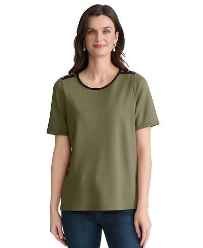 Jones New York Petite Drop Shoulder Top