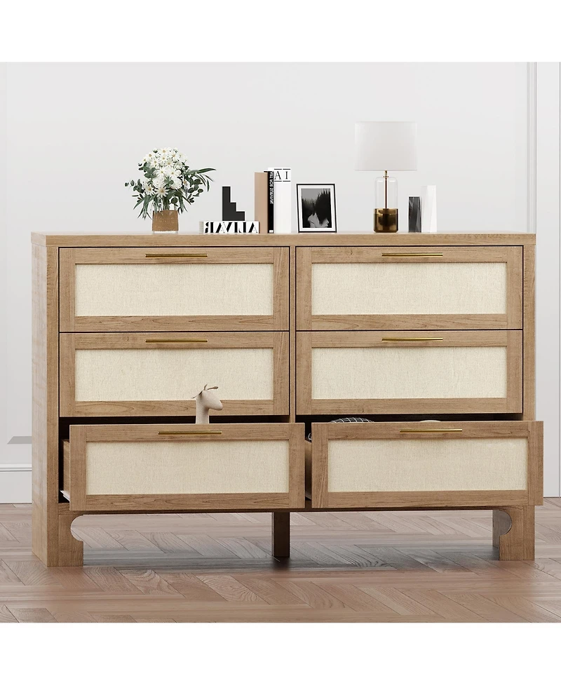 homfan 5 Drawers for Bedroom, 31.5 Inch Chest of Dressers, Farmhouse Burlap Tall Closet Dressers, Storage Tower for Bedroom Entryway Living Room