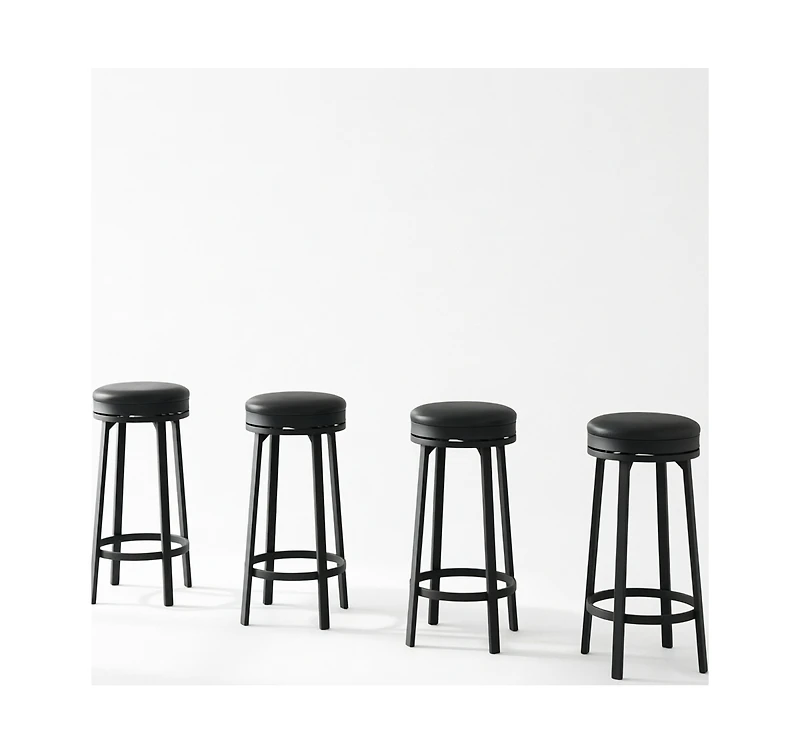 homfan Set of 4 Swivel Bar Stools, 30.7" Backless Counter Height Stools, Pu Leather Seat and Footrest, Industrial Metal Frame for Kitchen Island