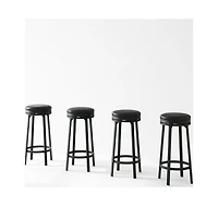 homfan Set of 4 Swivel Bar Stools, 30.7" Backless Counter Height Stools, Pu Leather Seat and Footrest, Industrial Metal Frame for Kitchen Island