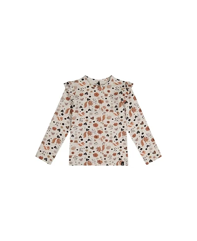 Deux par Little and Big Girl 6-14 Long Sleeve Organic Cotton T-Shirt with Squirrel Print