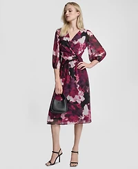 Dkny Women's Printed V-Neck Midi Dress