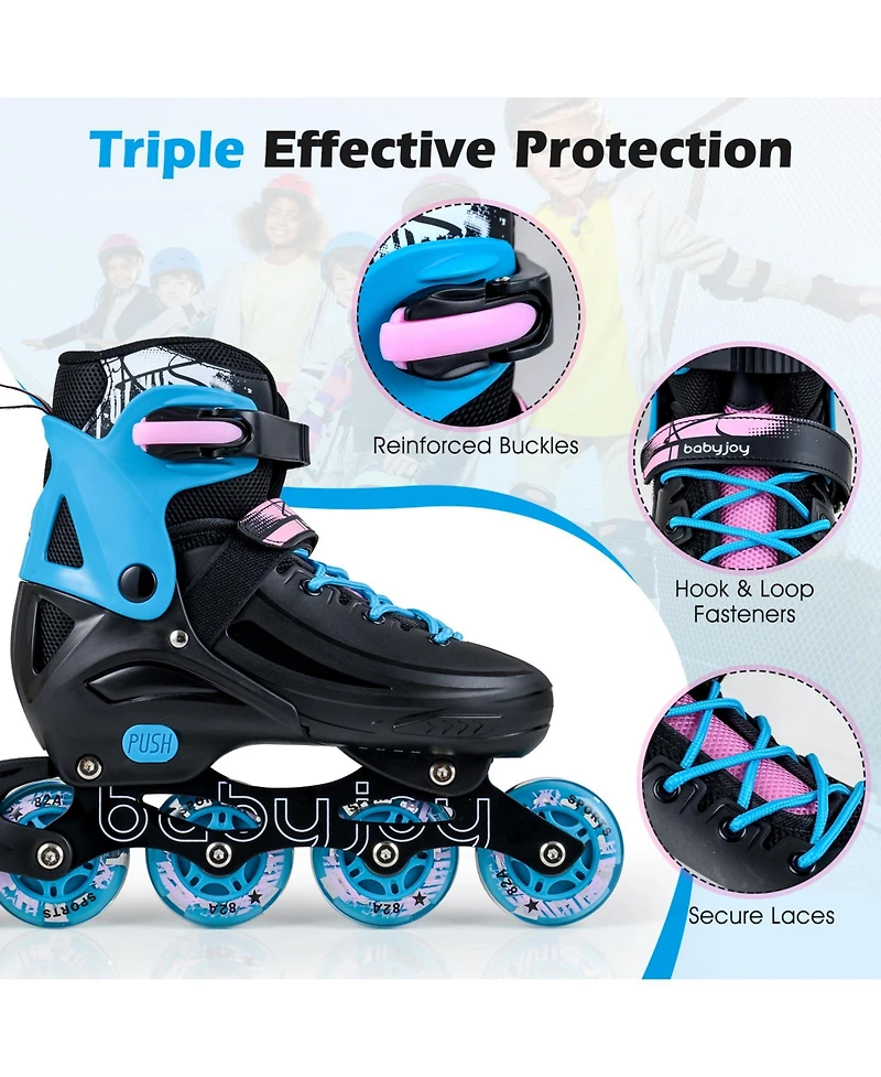 Costway Kids Inline Skates, Adjustable Light-Up Roller Skates with Illuminating Wheels