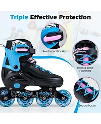 Costway Kids Inline Skates, Adjustable Light-Up Roller Skates with Illuminating Wheels