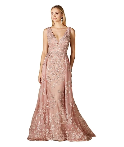 Lara Women's Floral Applique Overskirt Dress
