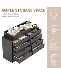 homfan 8 Drawer Dresser, 47 Inch Wood Chest of Drawers with Changing Table for Nursery, Living Room, Hallway, Closet