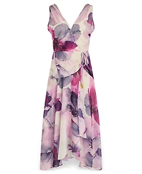 Donna Karan New York Petite Printed V-Neck High-Low Dress