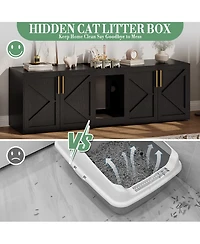 homfan Double Cat Litter Box Enclosure, Spacious Engineered Wood Pet Washroom Cabinet with Vent Holes and Storage Shelf, Easy Assembly