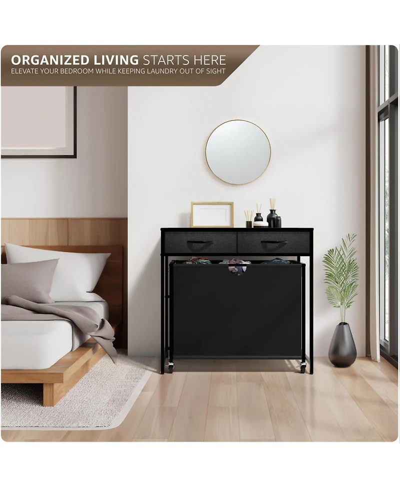 Sorbus Dresser with 3 Section Laundry Hamper and 2 Drawers for Room Organization