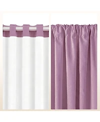 Awesome Home 100% Blackout Cotton Blend Ruffle Curtains Pair