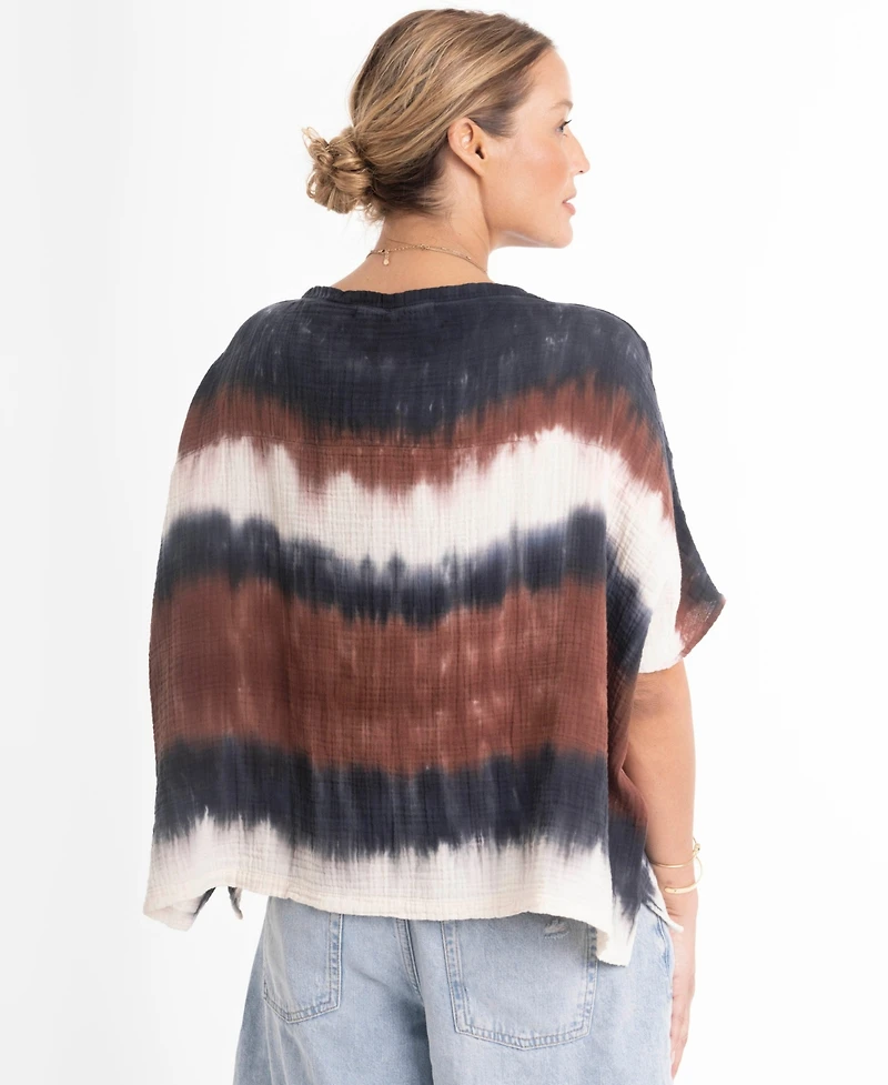 Ocean+Main Women's Tie Dye Square Gauze Top