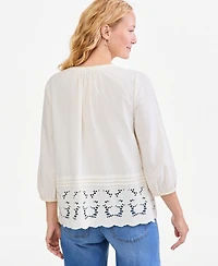 Style & Co Petite Cotton V-Neck Blouse, Macy's Exclusive