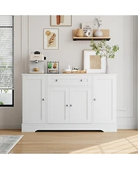 homfan Modern Sideboard Buffet with Drawers, Shelves and Doors - Slim Wooden Credenza for Dining Room, Kitchen, Living Room