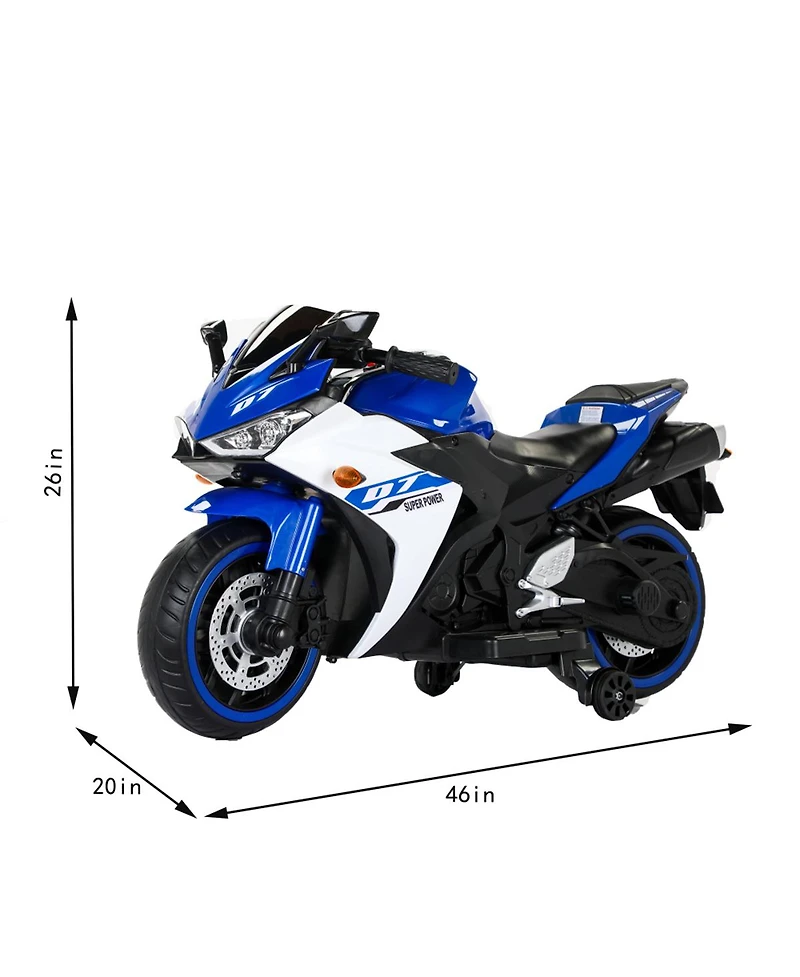 Yobtop Kids Electric Motorcycle 12V - Training Wheels Ride On Toy, Manual Throttle, Drive By Hand, Car for Boys Girls 3-6 Years Old
