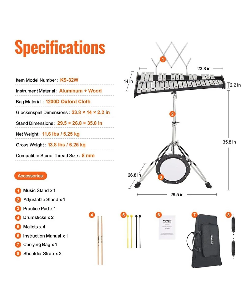 Yobtop 32 Note Glockenspiel Xylophone