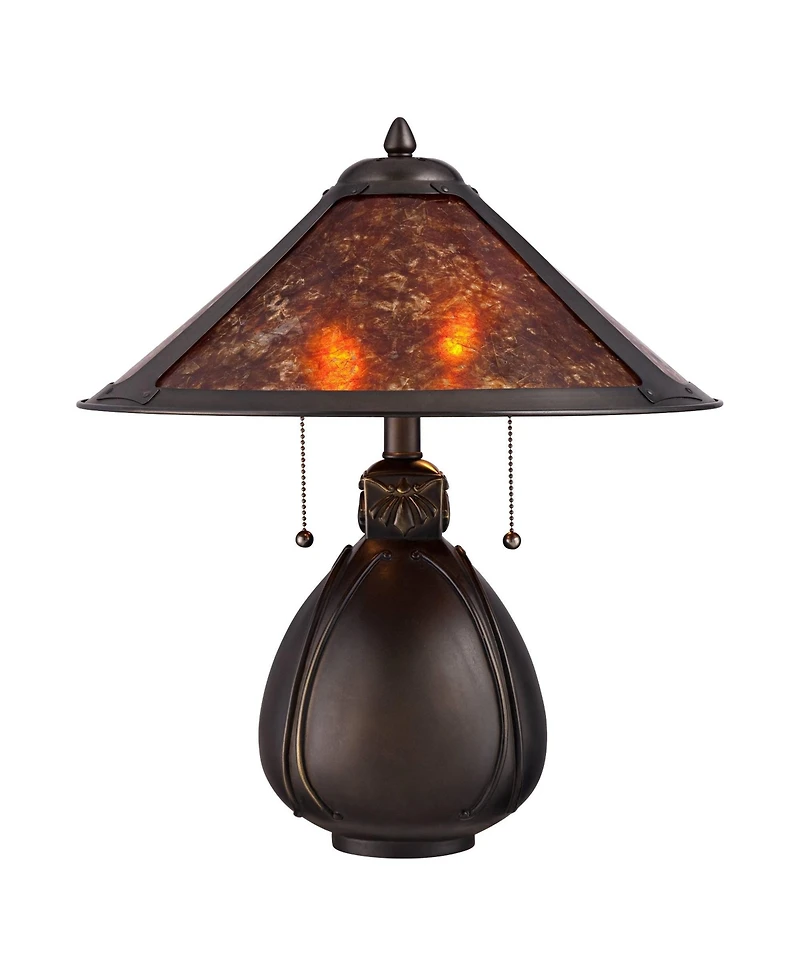 Robert Louis Tiffany Mission Rustic Accent Table Lamp 19 High with Table Top Dimmer Bronze Ceramic Cone Shade for Bedroom Bedside