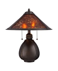 Robert Louis Tiffany Mission Rustic Accent Table Lamp 19 High with Table Top Dimmer Bronze Ceramic Cone Shade for Bedroom Bedside