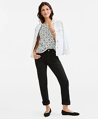 Style & Co Women's Perf Ss Laurel Tile Short-Sleeve Geometric Cotton-Blend T-Shirt, Macy's Exclusive
