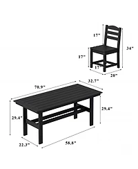 Homsee 71-Inch Hdpe Dining Set with 6 Side Chairs - All-Weather Resin Patio Table Umbrella Hole