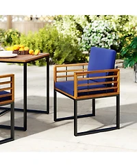Sugift Acacia Wood Outdoor Dining Chairs Set of 2 with Soft Cushions