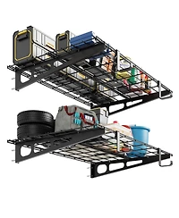homfan Set of 2 Wall Mounted Shelf Set, 2x4 Foot Heavy Duty Metal Shelving Unit for Home Storage