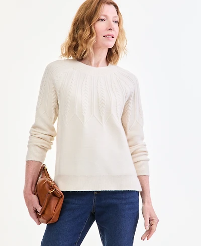 Style & Co Women's Petite Relaxed-Fit Parachute Cable Crew Sweater, Macy's Exclusive
