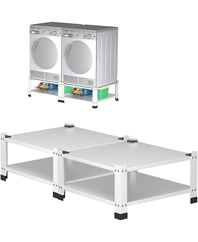 homfan Heavy Duty Storage Shelf, Metal Stand with Storage Tier for Laundry Room or Garage – Set of 2