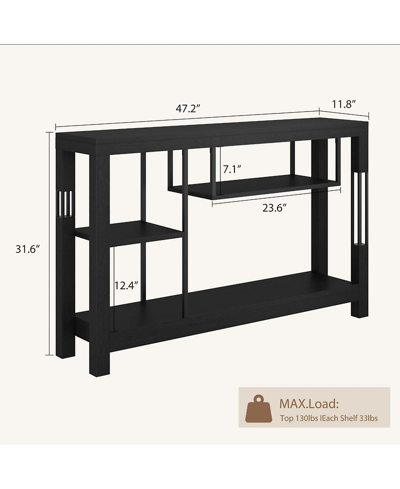 homfan Long Console Table, Mdf Wood Grain Rectangular Sofa Table Behind the Couch, Farmhouse Entryway for Entrance, Hallway, Living Room