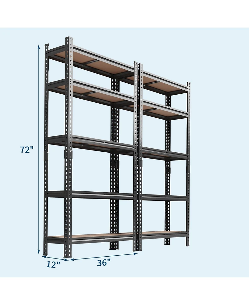 homfan Set of 2 Storage Shelves, Heavy Duty Metal Shelving Unit with Adjustable Shelves for Basement, Warehouse, Pantry, Closet, Kitchen