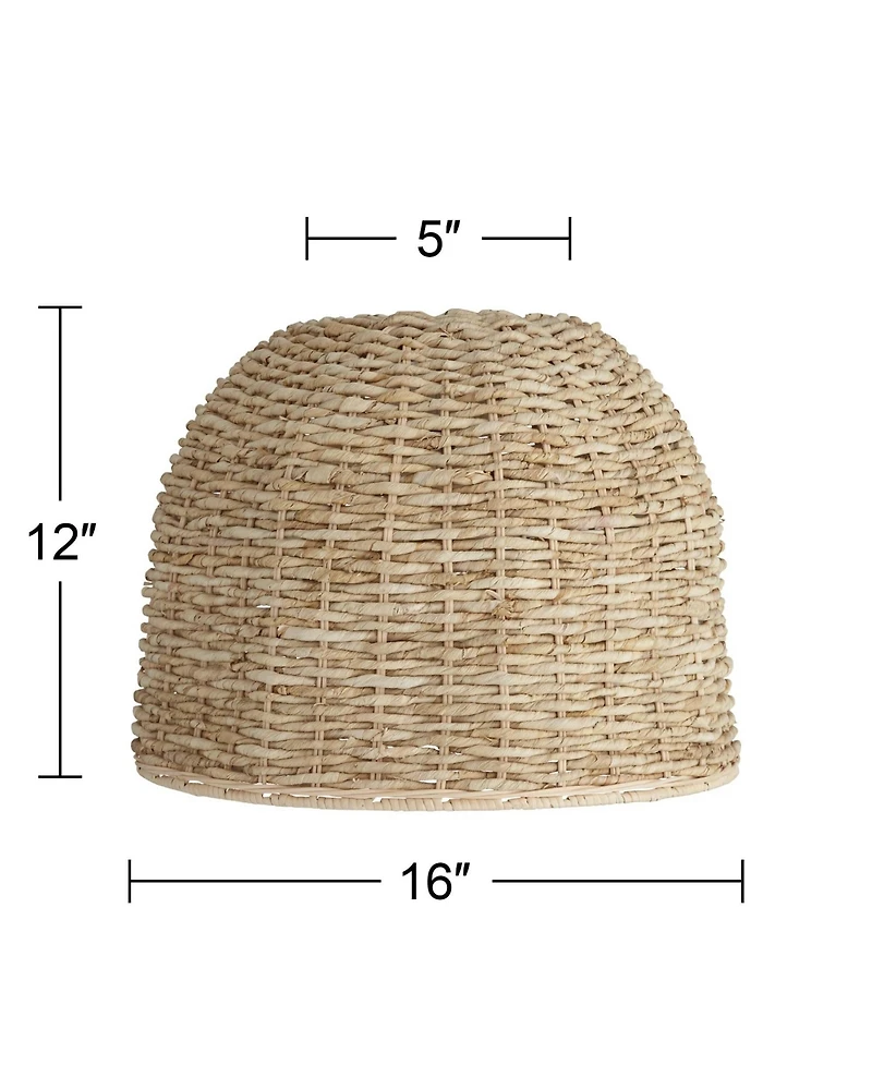 Springcrest 5" Top x 16" Bottom x 12" High x Lamp Shade Replacement Medium Drum Round Coastal Woven Husk Harp Finial