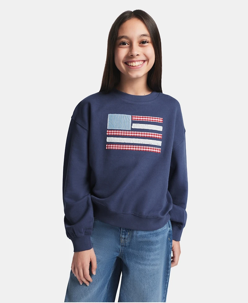 Tommy Hilfiger Girls' 7-16 Embroidered Long-Sleeve Sweatshirt