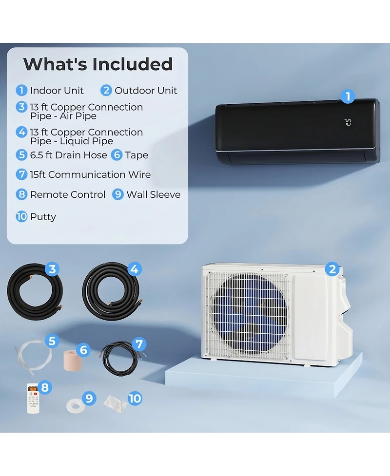 Sugift 9100 Btu 20.5 SEER2 115V Wifi Ductless Mini Split Air Conditioner with Alexa