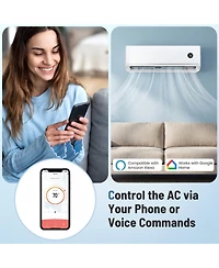 18000 Btu 18.1 SEER2 208/230V Wifi Mini Split Air Conditioner with Alexa