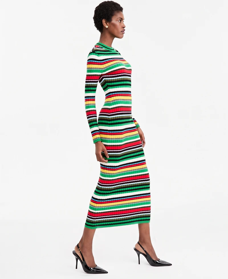Theophilio X Macy's Women's Long-Sleeve Ribbed Striped Sweater Dress, Exclusive