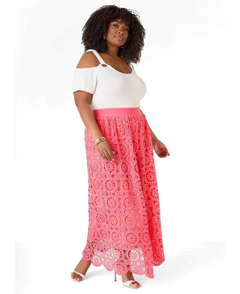 Ashley Stewart Women's Crocheted Maxi Skirt
