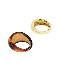 Steve Madden Brown Boho Chunky Resin Duo Ring Set