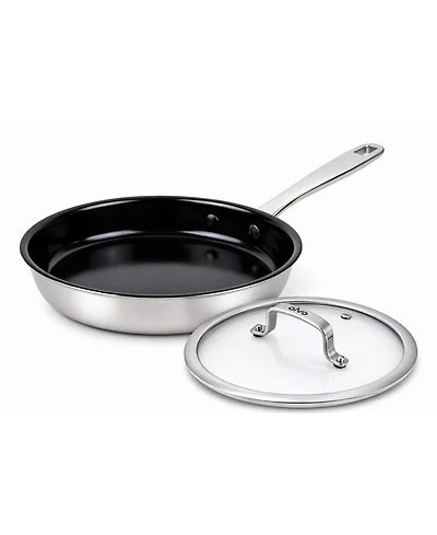 Alva Maestro 9.5" Nonstick Stainless Steel Frying Pan with Glass Lid